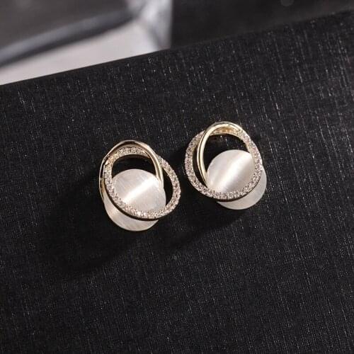 Delicate Female CZ Earring-Stud Decoration Small Opal Earrings Stud 2021 Womens Accessories Simple Geometry dESIGN Ear