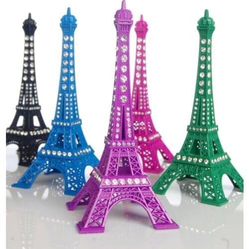 13cm Eiffel Tower Ornament Colorful Paris Eiffel Tower With Rhinestone Crystal Home Decor Vintage Metal Crafts