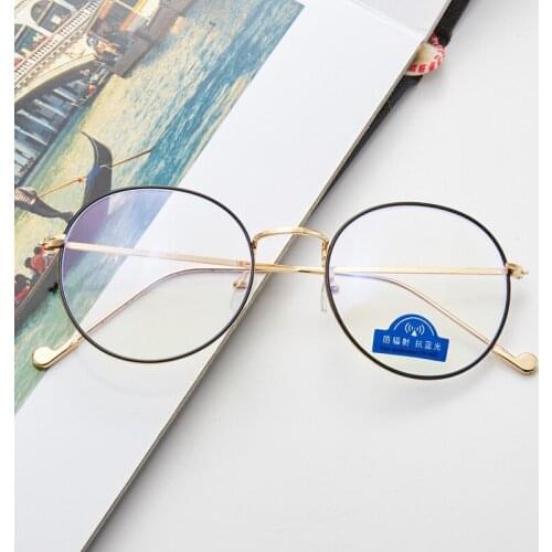 2019 New Men Vintage Anti Blue light Glasses Frame Round Women Lens Myopia Optical Mirror Simple Metal Anti-blue Clear Eyewear