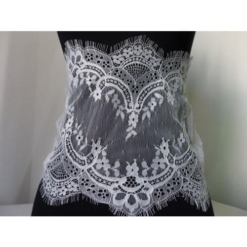 3M/Lot 22.5cm Wide Eyelashes Lace Trim White Clothes Lace Fabric DIY Handmade Accessories