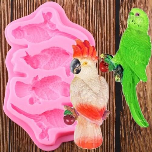 3D Bird Parrot Fondant Silicone Molds DIY Baby Birthday Cake Decorating Tools Soap Resin Clay Candy Chocolate Gumpaste Moulds