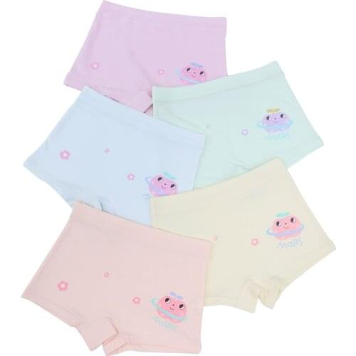 5-PCS Four Seasons Wear High Quality 95%Cotton Cute Apple Underwear Cartoon Girls' Underwear Set Childrens Flat UnderwearLycra