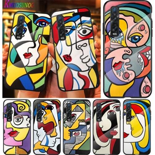 Picasso Abstract Art For OPPO A9 2020 A52 Find X2 Lite Realme 7 7i C3 XT 6 5 Pro Tempered Glass Cover Phone Case