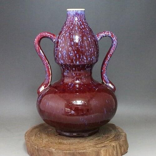 Antique QingDynasty porcelain vase,Red Ribbon gourd bottle,hand painted crafts,Decoration,Collection&Adornment,Free shipping