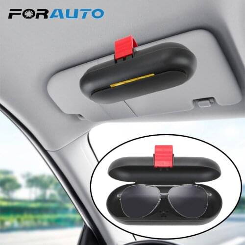 Car Interior Glasses Case Built-in Fiber Velvet Protection ABS Sunglasses Box Sun Visor Universal Buckle Storage Box Bill Card
