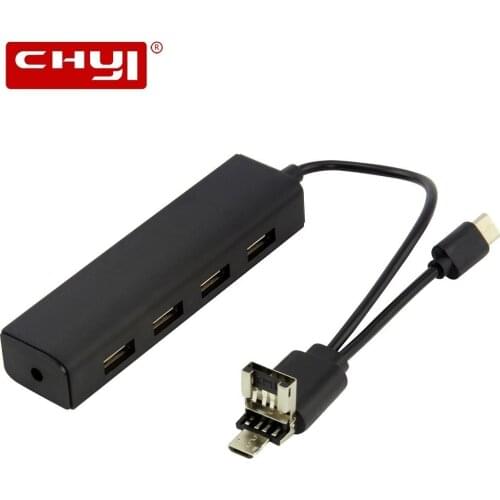 CHYI 3 In 1 USB Type C Hub Adapter USB Hub 4 Ports Micro OTG USB 2.0 Splitter Smart Accessories For Macbook Smartphone PC