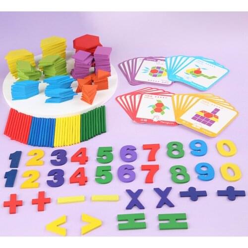 Wooden Tangram Mathematics Develop Learning Education Brain Teaser Toy