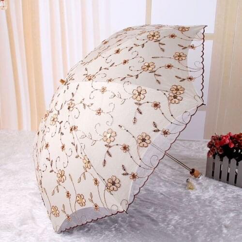 Duai-folding women umbrellas carved lace black coating anti-ultraviolet sunshade sunny and rainy umbrella strong umbrella