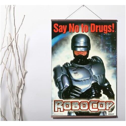 RoboCop Movie Art Canvas print poster decoration painting with solid wood hanging scroll