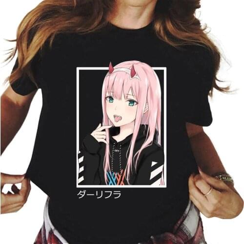 Anime Graphic Printed TShirt Darling in the Franxx Anime Zero TWO T Shirt Short-sleeve T-shirt