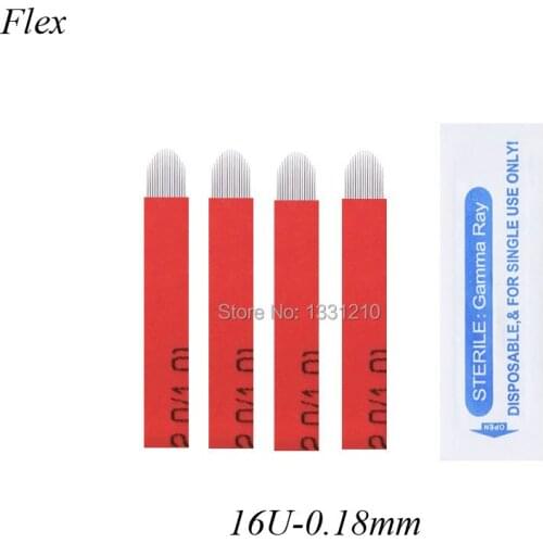 LÂMINA FLEX 16U -0,18MM MICRO BLACK EDITION U-shape 16 Pins 0.18mm Microblading Needles Eyebrow Tattoo Needles For Tobori Pen