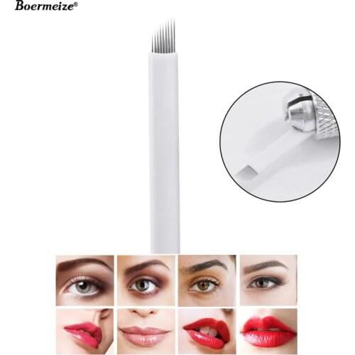 Tattoo Needles Microblading Blades 500Pcs 9Pin Permanent Makeup Eyebrow Lip Eyeliner Embroidery Sterilized for Manual Pen