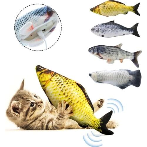 Cat Toy Wagging Fish USB Electric Charging Simulation Dancing Jumping Moving Floppy Fish Cat Toy Electronic Fish For Cats Toys