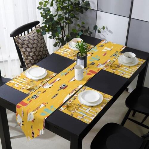 Cactus Lama Alpaca Mexico Kawaii Table Runner Table Mats Cover For Home Wedding Banquet Festival Party Catering Hotel Decoration