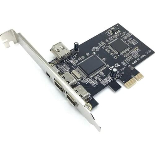 1 Set PCI-e 1X IEEE 1394A Firewire Card Adapter Video Capture Card 1394 A PCIe With 6 Pin To 4 Pin IEEE 1394 Cable For Desktop