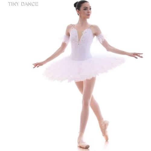 Classic White Pre-Professional Ballet Dance Tutu Ballerina Costume Performance Pancake Tutus BLL048