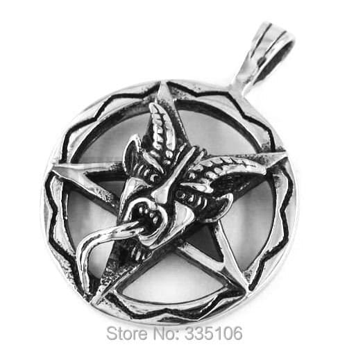 Classic Pentagram Goat Tongue Skull Pendant Stainless Steel Jewelry Star Satan Ram Goat Biker Mens Pendant Wholesale SWP0323A