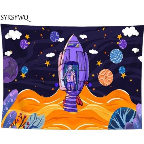 Spacecraft astronaut tapestry wall hanging carpet tenture wall art fabric drop shipping Planet wall blanket