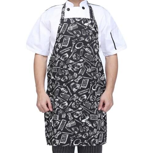 Kitchen Aprons Polyester Adjustable Adult Striped Apron Hotel Restaurant Chef Waiter Kitchen Cooking Apron With 2 Pockets