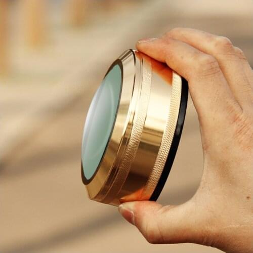 90mm diameter 40mm high metal Gilded Bronze Paperweight magnifying glass dome