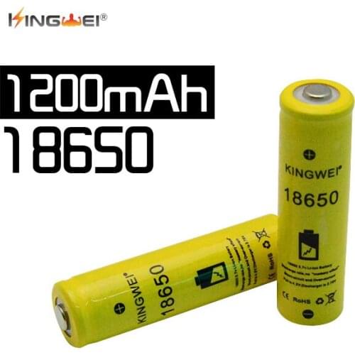 KingWei 18650 100% Brand New Yellow 1200mAh 3.7v Lithium Battery Li-ion Rechargeable BatteriesHigh Quality Battery