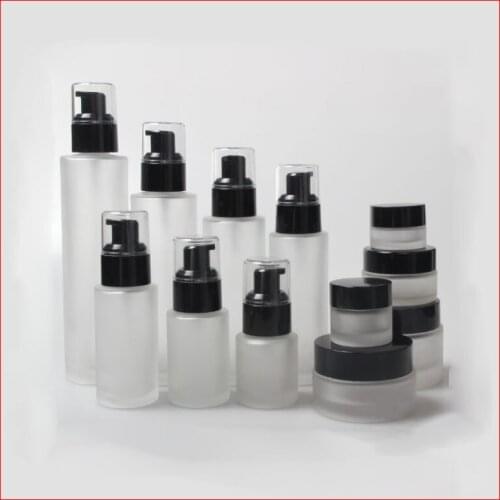 5/10/20/30/40/60/80/100/120ML frosted Empty glass bottle/jar lotion/mist spay pump Cosmetic Packing matt clean Refillable
