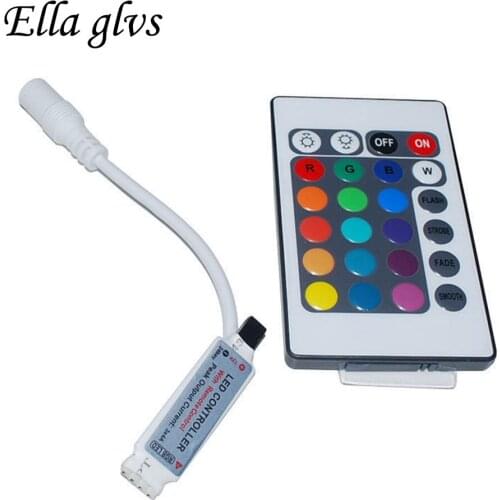 Mini DC 12V 24Key RGB Controller IR Remote Controller With Remote Control Mini Dimmer For 3528/5050 RGB LED Strip Light