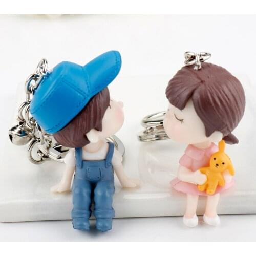 Cartoon Trinket Resin 3D Cute Boy Girl keychain Lovely Key ring Car Keyholder Women Men key chain lover llaveros Gift