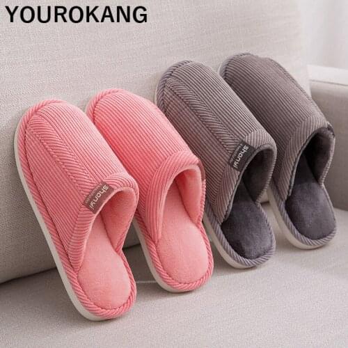 Autumn Winter Men Shoes Home Slippers Indoor Bedroom Floor Lovers Flip Flops Non-slip Corduroy Couple Shoes Unisex Plush Slipper
