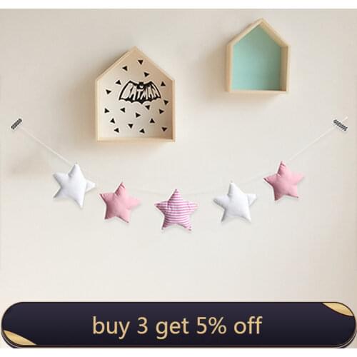 Ins Star Wall Hanging Ornaments Garlands String Kids Room Decoration Nursery Baby Room Bed Tent Decoration Baby Photography Prop