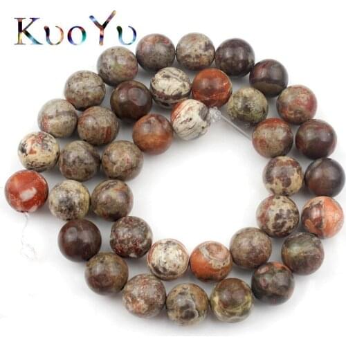 Natural Stone Brown Ocean Jaspers Beads Round Loose Spacer Beads For Jewelry Making Diy Bracelet Accessories 15" Strand 6/8/10mm