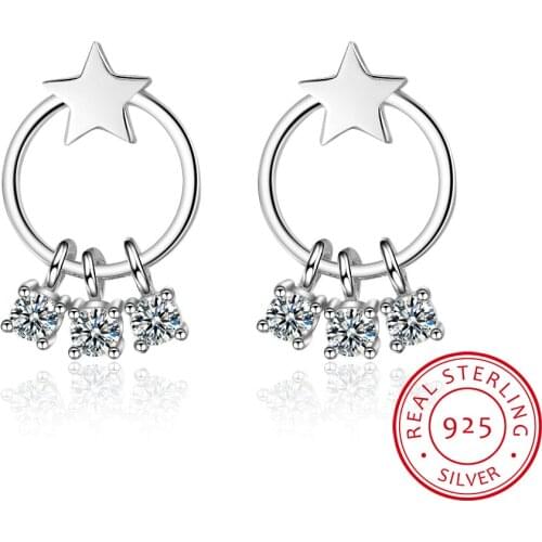 New Trendy Star Zirconia Droplet Tassel Earrings For Women 925 Sterling Silver Earrings oorbellen pendientes S-E770