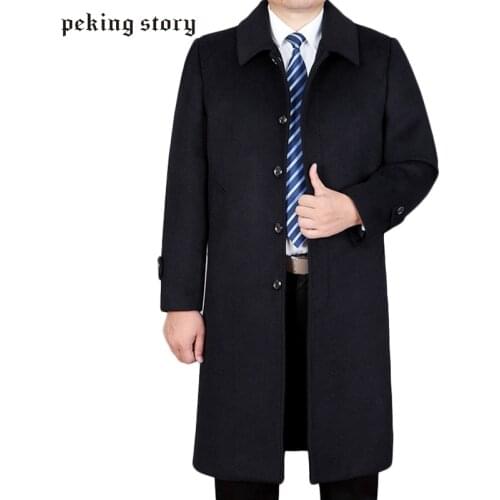 Mu Yuan Yang Winter New Cashmere Wool Jacket Mens High-Quality Jacket Fashion Slim Lapel Long Coat Mens Business Casual M-4XL
