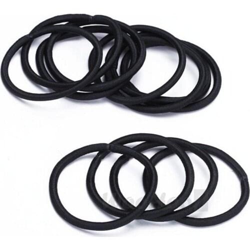 100Pcs Black Hair Elastics Hairbands Ponytail Holder Thick Snag Free Endless Hair Ties Rubber Bands Headband