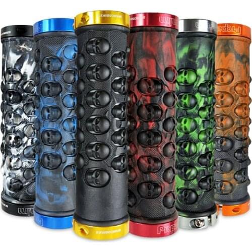PROPALM Bicycle Handlebar Grips Anti-Skid TPR Rubber Double Side Lock-on Skull Design MTB Grips Bike Grips Bike Cycling Parts