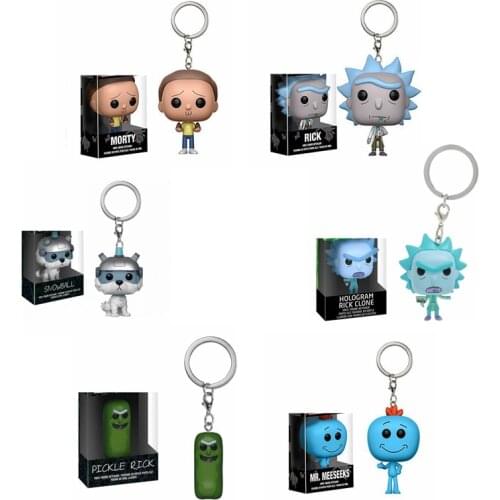 With box Official Rick Theme Pickle MR.Meeseeks Morty Rick Clone Keychain Action Figure Toys PVC Gifts