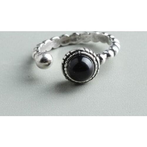 S925 Korean Retro Ladies Ring Jewelry Personality Retro Agate Ring Female Wild Ring Silver Jewelry Tampa Bay Lightning