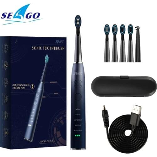 Seago Electric Toothbrush Adult USB Fast Charge Waterproof Rechargeable Sonic Automatic Tooth brush Replacement Heads SG-575
