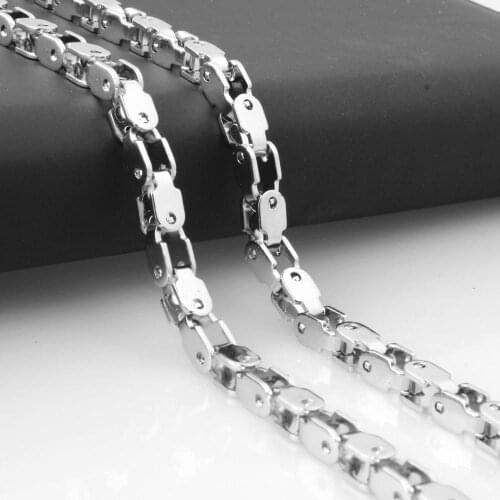 Silver Color Vintage Collar Necklace Choker Stainless Steel bike Chain For Men Women Never Fade Chain Necklace 5mm