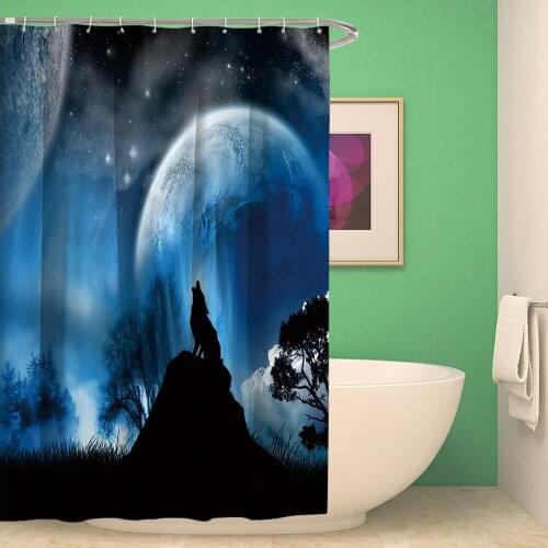 3D Printing Nordic Shower Curtains Animals Wolf Bath Curtain High Quality Waterproof Polyester for Bathroom with 12pcs Hooks