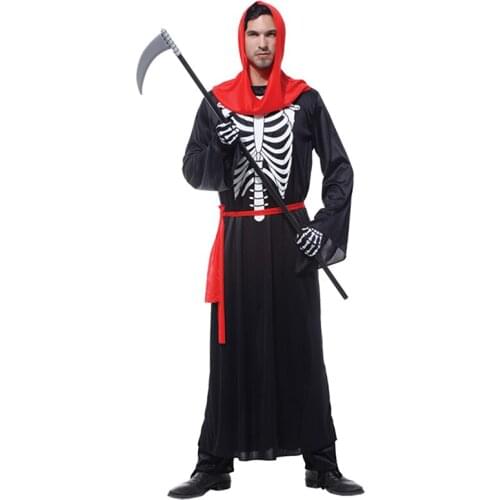 Skeleton Black Robe Deathbringer Costume Christmas Party Dress Up Items Halloween Fancy cosplay Dress adult costume