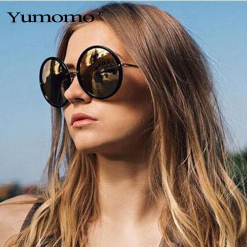 2020 Big Frame Round Sunglasses Women Men Fashion Transparent Frame Shades UV400 Vintage Glasses Oculos