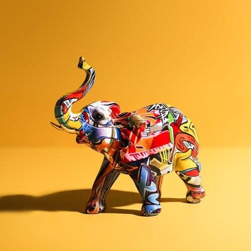 Abstract Design Statue Color Elephant Sculpture Figure Home Decoation Accessories Table Ornament Modern Art Craft Christmas Gift