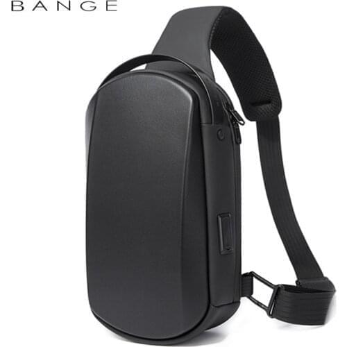 BANGE New Multifunction USB Crossbody Bag Shoulder Bag Man TPU Waterproof Travel Sling Messenger Pack Chest Bag for Male