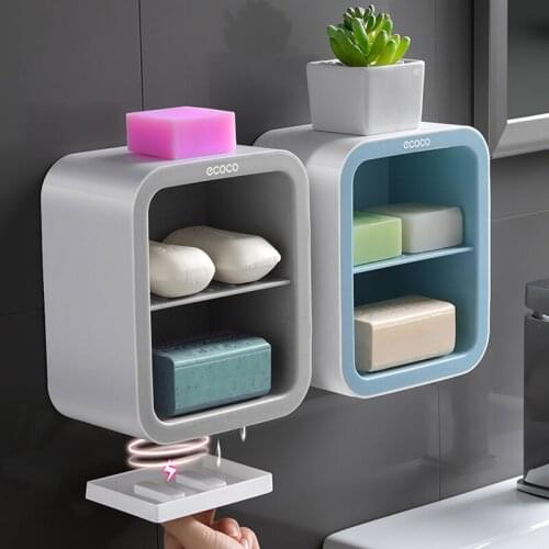 Square Soap Box Bathroom soap holder Dish Storage Plate Tray Bathroom Soap Holder Case Bathroom Supplies bathroom gadget