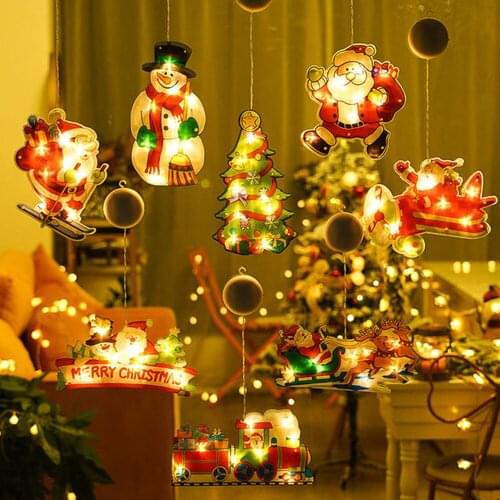 LED String Light Christmas Gift Decoration Santa Claus Reindeer Snowman Sucker Battery Operated Party Wedding Home Hanging Lamp