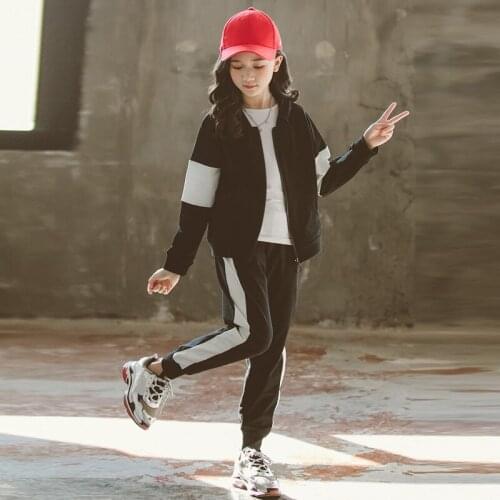 Spring 2020 Kids Girls Clothes Set Hooded Sweatshirt & Pants 10 12 Y 2Pcs/set Teenage Tracksuits Children sports Clothing