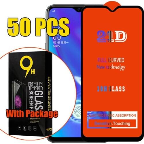 50pcs 21D Tempered Glass Full Glue 9H Screen Protector For Samsung Galaxy S21 Plus S20 FE Note 20 A02S A12 A32 A42 A52 A72 Box
