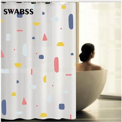 Simple-Style Shower Curtains with Hook Bathroom Curtain Frabic Waterproof Polyester Bathroom Curtain Bathroom Accessories
