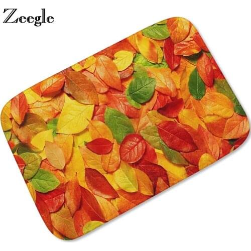 Zeegle Leaf Pattern Door Mat Anti-slip Mat For Bathroom Area Rug For Living Room Bedroom Carpet Floor Mat Absorbent Kitchen Mats